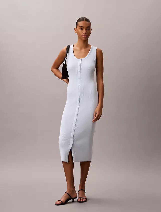 Midi-Kleid aus glatter Baumwolle Midi-Kleid aus glatter Baumwolle
