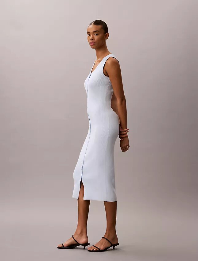 Midi-Kleid aus glatter Baumwolle Midi-Kleid aus glatter Baumwolle