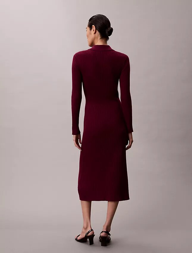 Midi-Kleid aus glatter Baumwollrippe Midi-Kleid aus glatter Baumwollrippe
