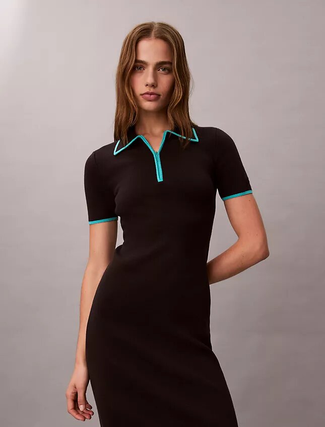 Midi-Kleid mit Colorblock-Besatz Midi-Kleid mit Colorblock-Besatz