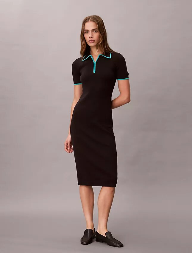 Midi-Kleid mit Colorblock-Besatz Midi-Kleid mit Colorblock-Besatz