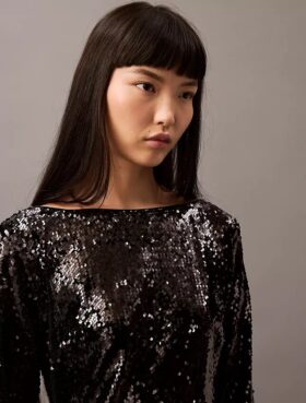 Midi-Kleid mit Pailletten
