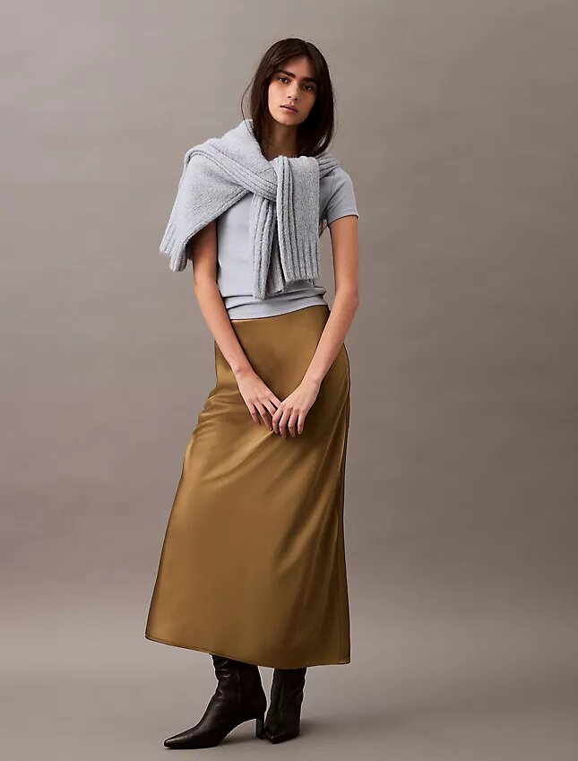 Midi-Rock aus Stretch-Satin Midi-Rock aus Stretch-Satin