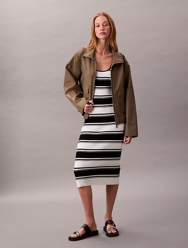 Midi-Tank-Kleid aus geripptem Baumwollstoff Midi-Tank-Kleid aus geripptem Baumwollstoff