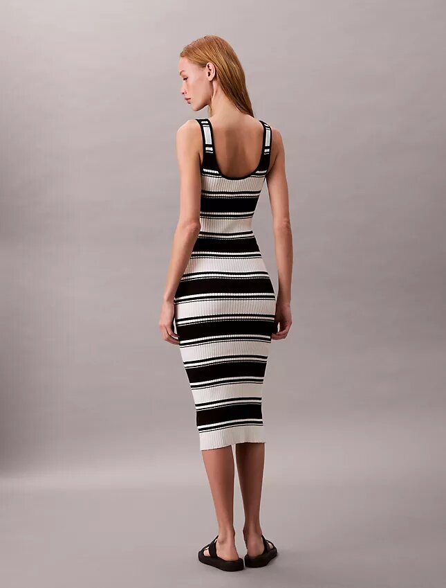 Midi-Tank-Kleid aus geripptem Baumwollstoff Midi-Tank-Kleid aus geripptem Baumwollstoff