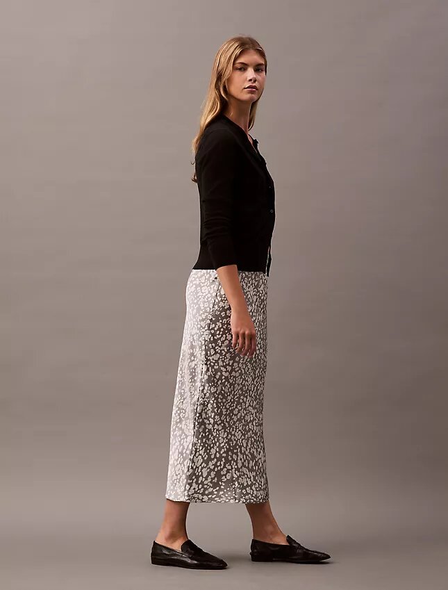 Midirock aus Crushed-Satin mit Print Midirock aus Crushed-Satin mit Print