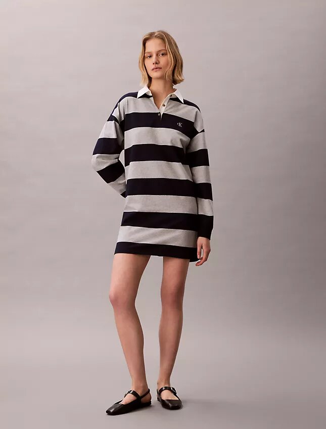 Mini-Polokleid mit College-Streifen Mini-Polokleid mit College-Streifen