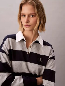 Mini-Polokleid mit College-Streifen