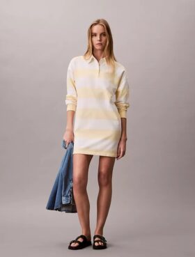 Mini-Polokleid mit Varsity-Streifen