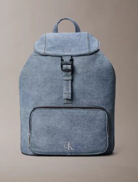 Mini-Rucksack mit Denim-Logo und Klappe Mini-Rucksack mit Denim-Logo und Klappe