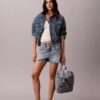 Mini-Rucksack mit Denim-Logo und Klappe