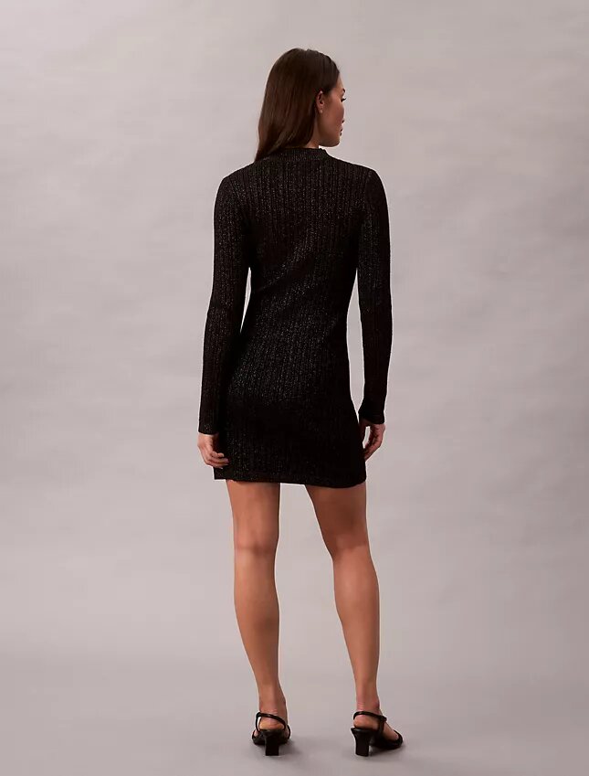Mini-Strickkleid aus Lurex-Merinowollmischung Mini-Strickkleid aus Lurex-Merinowollmischung