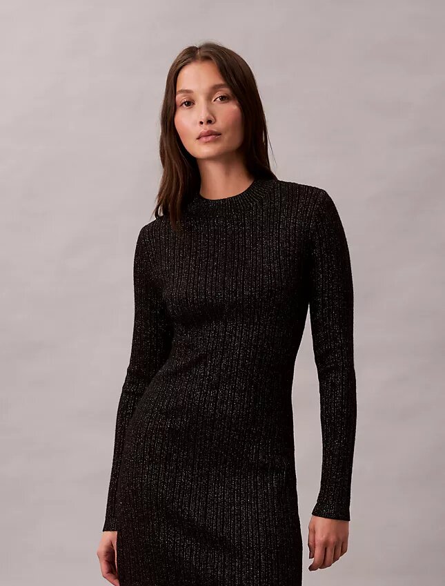 Mini-Strickkleid aus Lurex-Merinowollmischung Mini-Strickkleid aus Lurex-Merinowollmischung