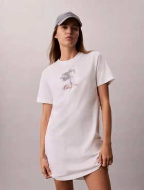 Mini-T-Shirt-Kleid mit Blumenprint