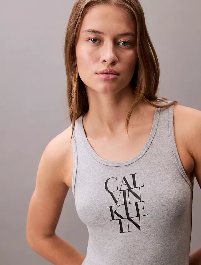 Mini-Tanktop-Kleid aus Baumwollripp mit Logo-Print Mini-Tanktop-Kleid aus Baumwollripp mit Logo-Print