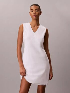 Minikleid aus Baumwollmischung mit V-Ausschnitt