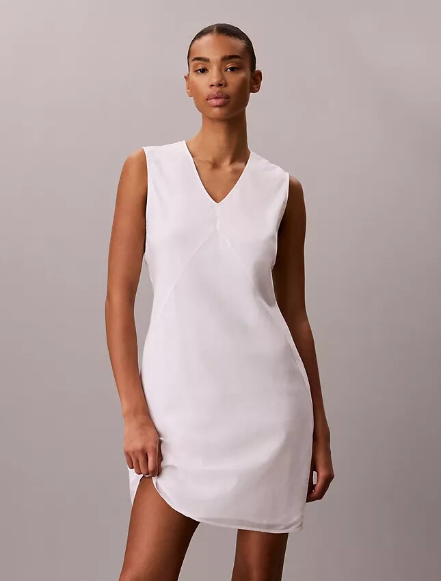 Minikleid aus Baumwollmischung mit V-Ausschnitt Minikleid aus Baumwollmischung mit V-Ausschnitt