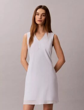 Minikleid aus Baumwollmischung mit V-Ausschnitt