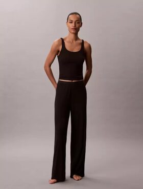 Modal-Stretch-Hose mit Drop-Stitch-Muster und weitem Bein