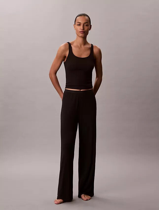 Modal-Stretch-Hose mit Drop-Stitch-Muster und weitem Bein Modal-Stretch-Hose mit Drop-Stitch-Muster und weitem Bein