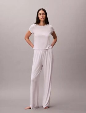 Modal-Stretch-Hose mit Drop-Stitch-Muster und weitem Bein