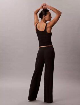 Modal-Stretch-Hose mit Drop-Stitch-Muster und weitem Bein
