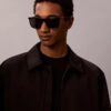 Moderne Sonnenbrille aus Acetat in modifizierter Rechteckform