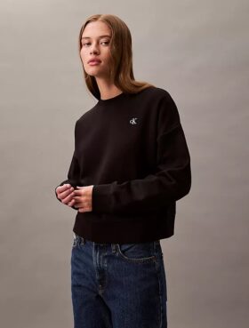 Monogram-Fleece-Sweatshirt in verkürzter Länge