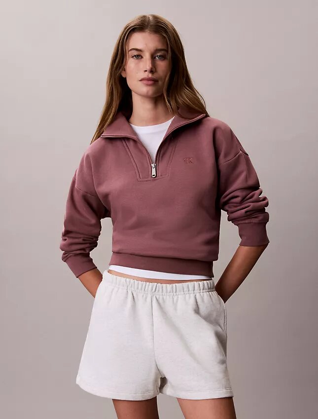 Monogram Fleece-Sweatshirt mit Viertelreißverschluss Monogram Fleece-Sweatshirt mit Viertelreißverschluss