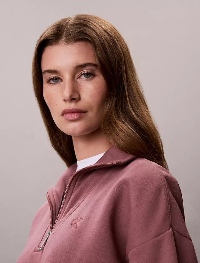 Monogram Fleece-Sweatshirt mit Viertelreißverschluss Monogram Fleece-Sweatshirt mit Viertelreißverschluss