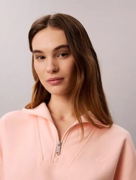 Monogram Fleece-Sweatshirt mit Viertelreißverschluss