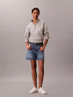 Monogram Fleece-Sweatshirt mit Viertelreißverschluss