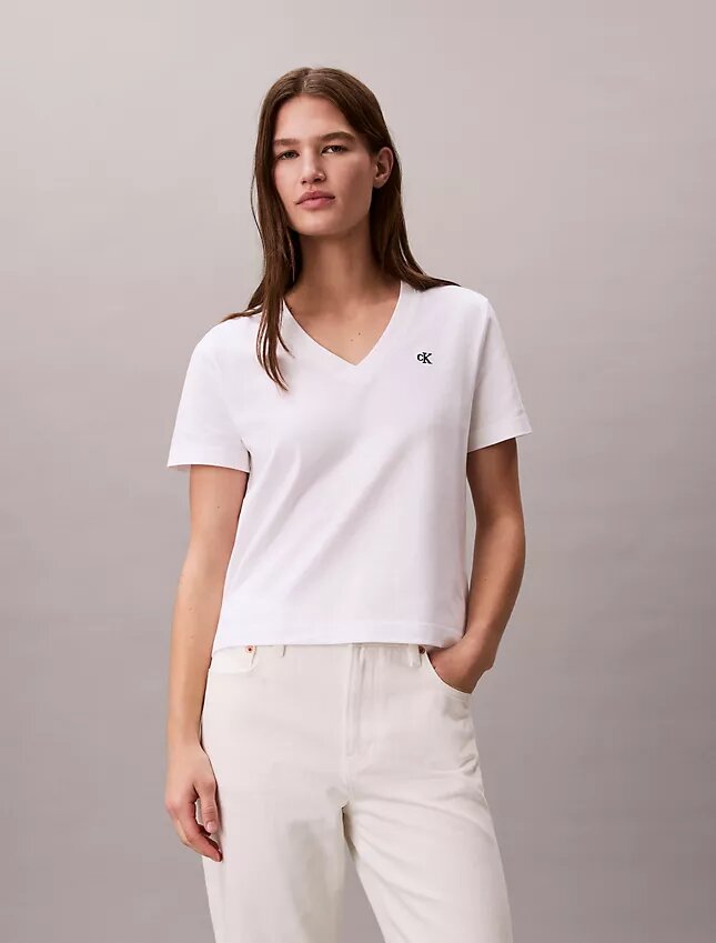 Monogram-T-Shirt mit V-Ausschnitt Monogram-T-Shirt mit V-Ausschnitt