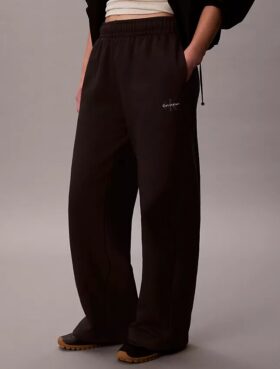 Monologo Fleece-Jogginghose mit weitem Bein