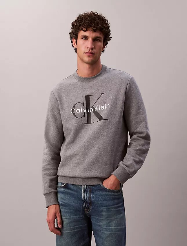 Monologo Fleece-Sweatshirt mit Rundhalsausschnitt Monologo Fleece-Sweatshirt mit Rundhalsausschnitt