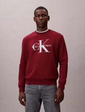 Monologo Fleece-Sweatshirt mit Rundhalsausschnitt