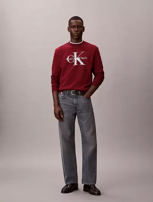 Monologo Fleece-Sweatshirt mit Rundhalsausschnitt Monologo Fleece-Sweatshirt mit Rundhalsausschnitt