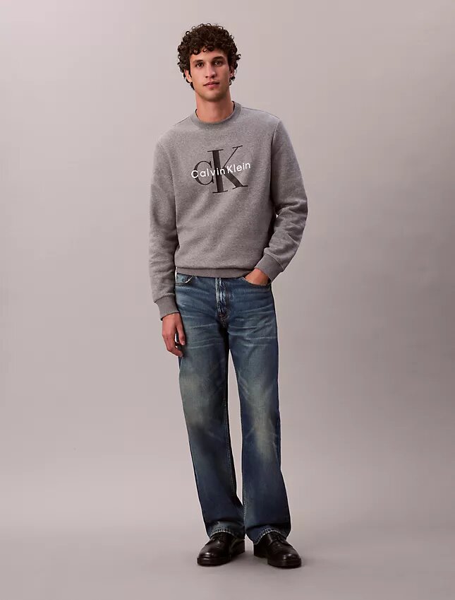 Monologo Fleece-Sweatshirt mit Rundhalsausschnitt Monologo Fleece-Sweatshirt mit Rundhalsausschnitt