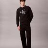 Monologo Fleece-Sweatshirt mit Rundhalsausschnitt Monologo Fleece-Sweatshirt mit Rundhalsausschnitt