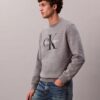 Monologo Fleece-Sweatshirt mit Rundhalsausschnitt Monologo Fleece-Sweatshirt mit Rundhalsausschnitt