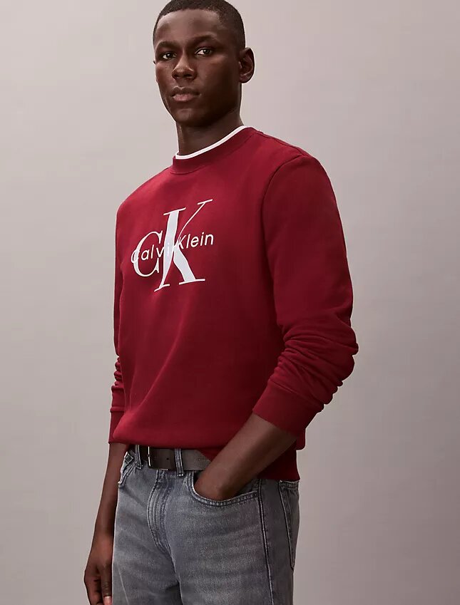 Monologo Fleece-Sweatshirt mit Rundhalsausschnitt Monologo Fleece-Sweatshirt mit Rundhalsausschnitt