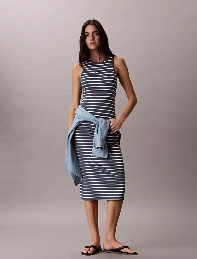 Monologo Midi-Kleid mit Rippenstreifen Monologo Midi-Kleid mit Rippenstreifen