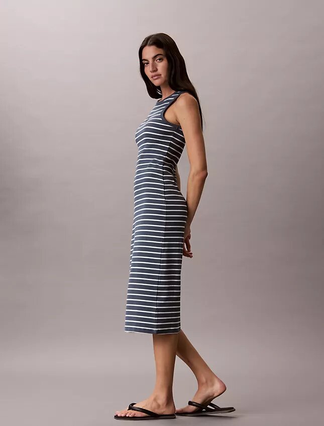 Monologo Midi-Kleid mit Rippenstreifen Monologo Midi-Kleid mit Rippenstreifen