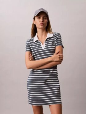 Monologo Mini-Kleid mit Rippenstreifen