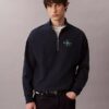 Monologo Premium-Frottee-Sweatshirt mit Viertelreißverschluss Monologo Premium-Frottee-Sweatshirt mit Viertelreißverschluss
