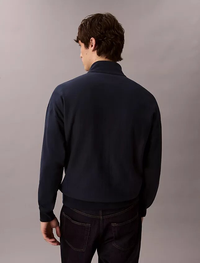 Monologo Premium-Frottee-Sweatshirt mit Viertelreißverschluss Monologo Premium-Frottee-Sweatshirt mit Viertelreißverschluss