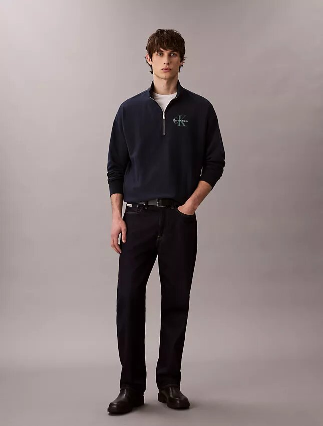 Monologo Premium-Frottee-Sweatshirt mit Viertelreißverschluss Monologo Premium-Frottee-Sweatshirt mit Viertelreißverschluss