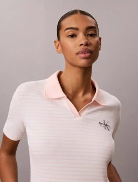 Monologo Stripe Rib Polo-T-Shirt