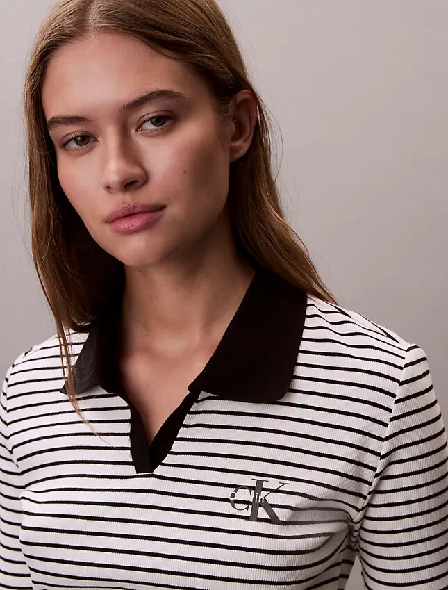 Monologo Stripe Rib Polo-T-Shirt Monologo Stripe Rib Polo-T-Shirt