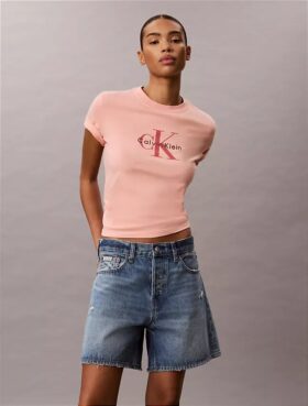 Monologo-T-Shirt mit Acid-Wash-Effekt